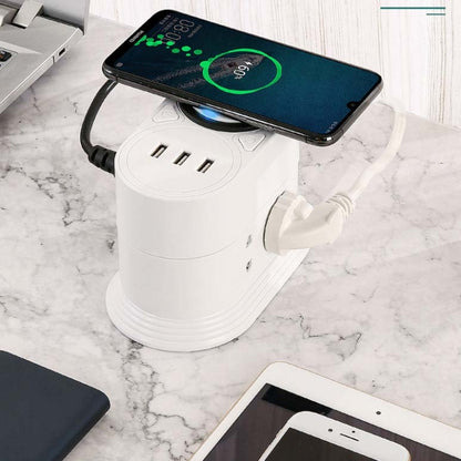 Mobile Phone Wireless Charging Socket Creative Smart USB Power Strip Multi-Function Desktop Vertical Power Strip, CN Plug, Specification: 3 Meters, Style:3 Layer(White) - Consumer Electronics by buy2fix | Online Shopping UK | buy2fix