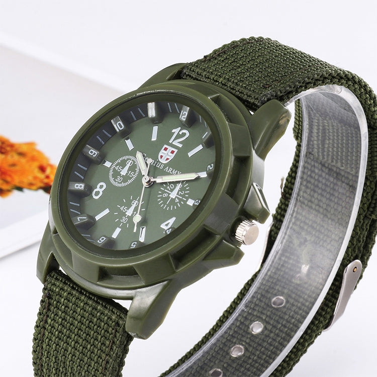 055 Men Canvas Strap Luminous Watch(Green) - Nylon Strap Watches by buy2fix | Online Shopping UK | buy2fix