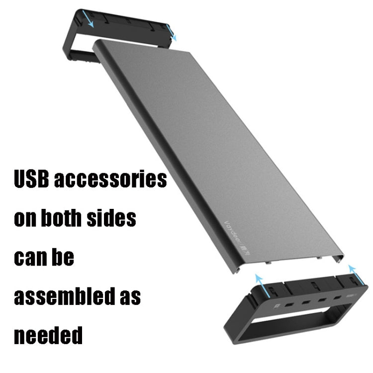 Vaydeer Metal Display Increase Rack Multifunctional Usb Wireless Laptop Screen Stand, Style:L-Fast Charge Double Layer-Black(Fast Charger+3xUSB) - Computer & Networking by Vaydeer | Online Shopping UK | buy2fix