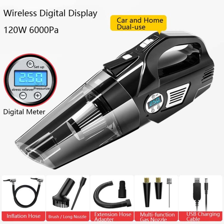 Car Vacuum Cleaner Air Pump Four-In-One Car Air Pump Digital Display 120W, Specification:Wireless, Style:Digital Meter - Vacuum Cleaner by buy2fix | Online Shopping UK | buy2fix