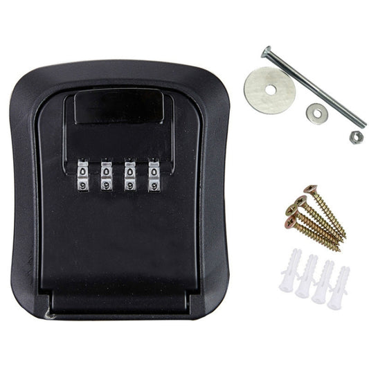 Wall-Mounted Key Code Box Construction Site Home Decoration Four-Digit Code Lock Key Box(Black) by buy2fix