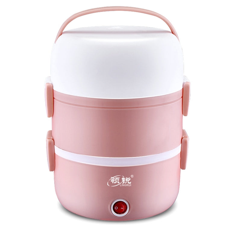 LINGRUI Multi-Function Electric Lunch Box Electric Heating Insulation Cooking Mini Rice Cooker, CN Plug, Specification:Three Layer(Pink) - Home & Garden by buy2fix | Online Shopping UK | buy2fix