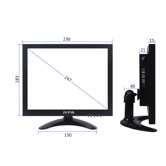 ZGYNK B1042 Portable High-Definition Metal Computer Monitor Display, Size:9.7 inch VGA AV HDMI BNC by ZGYNK