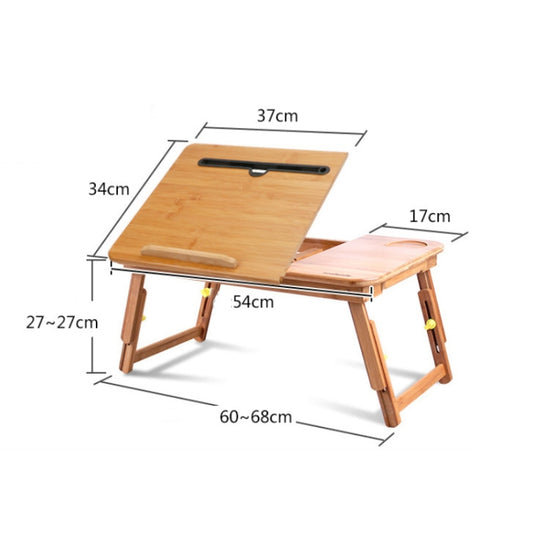 Folding Laptop Desk Bed Card Slot Lifting Type Lazy Computer Desk, Size: Medium (54cm), Style:with Drawer by buy2fix