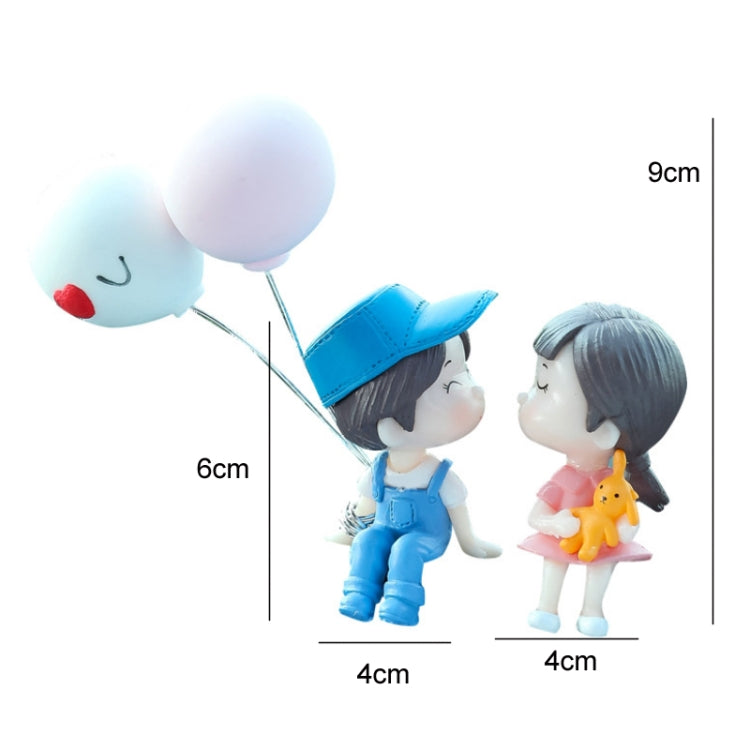 In Car Ornament Lovely Kissing Couple Doll, Colour:Blue Balloon+Spring Balloon - In Car by buy2fix | Online Shopping UK | buy2fix