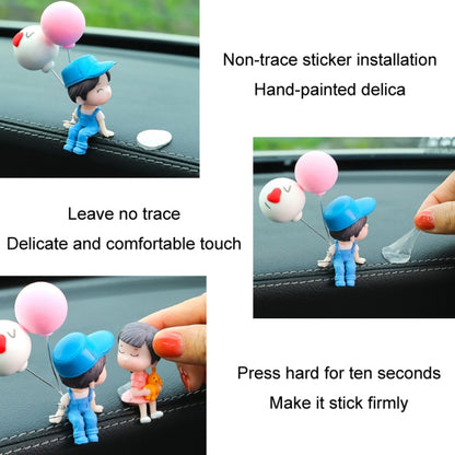 In Car Ornament Lovely Kissing Couple Doll, Colour:Gray Couple + Gray Balloon + Blue Pink White Balloon - In Car by buy2fix | Online Shopping UK | buy2fix