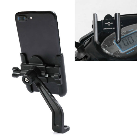 BENGGUO Bicycle Aluminum Alloy Mobile Phone Holder Electric Motorcycle Anti-Vibration Navigation Fixed Mobile Phone Holder Riding Equipment, Style:Rearview Mirror Installation(Black) - Holders by BENGGUO | Online Shopping UK | buy2fix