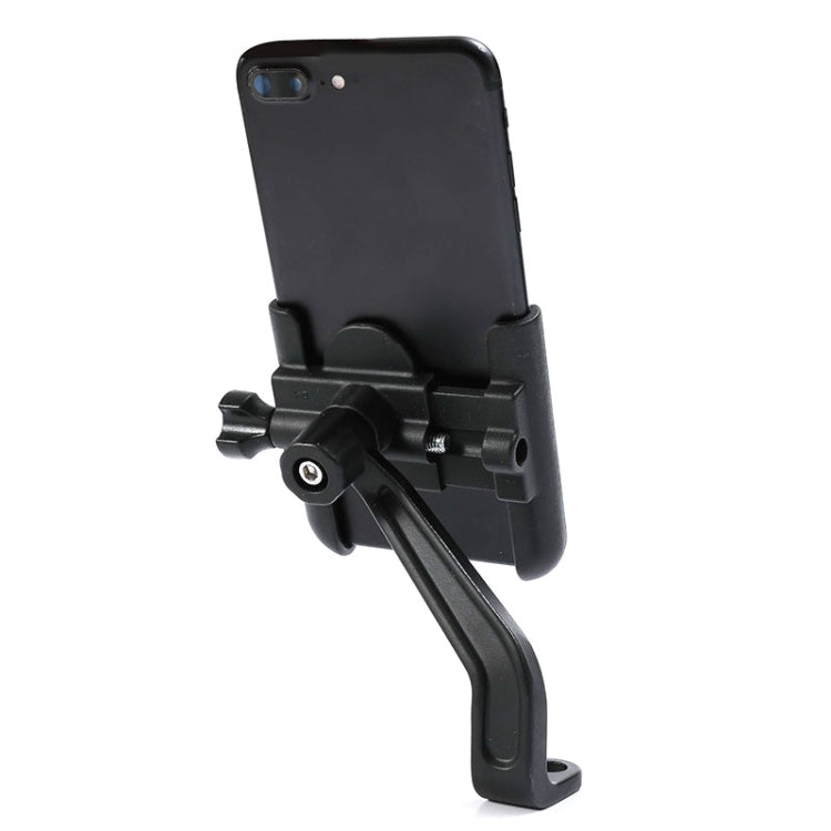 BENGGUO Bicycle Aluminum Alloy Mobile Phone Holder Electric Motorcycle Anti-Vibration Navigation Fixed Mobile Phone Holder Riding Equipment, Style:Rearview Mirror Installation(Black) - Holders by BENGGUO | Online Shopping UK | buy2fix