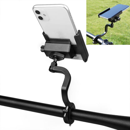 CYCLINGBOX Aluminum Alloy Mobile Phone Holder Bicycle Riding Takeaway Rotatable Metal Mobile Phone Bracket, Style:Heightened Handlebar Installation(Black) - Holders by CYCLINGBOX | Online Shopping UK | buy2fix