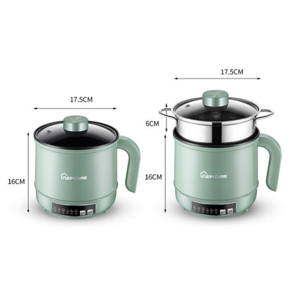 Multi-Function Electric-Cooker Mini Dormitory Student Cooking Rice Stir Frying Non-Stick Pot, 110V US Plug, Colour: Green Smart with Steam Grid(1.7L) - Home & Garden by buy2fix | Online Shopping UK | buy2fix