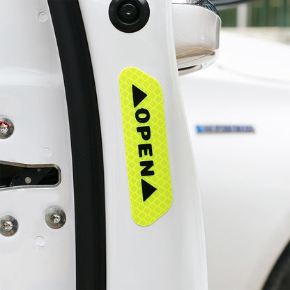 OPEN Reflective Tape Warning Mark Bicycle Accessories Car Door Stickers(Yellow) by buy2fix