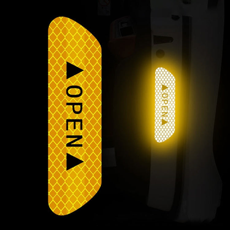 OPEN Reflective Tape Warning Mark Bicycle Accessories Car Door Stickers(Yellow) by buy2fix