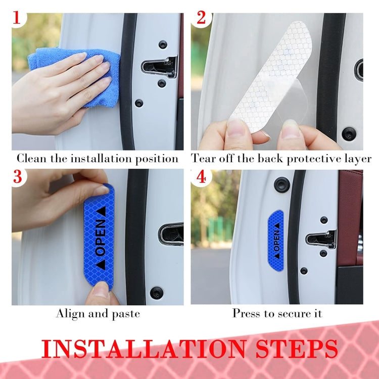 OPEN Reflective Tape Warning Mark Bicycle Accessories Car Door Stickers(Yellow) by buy2fix