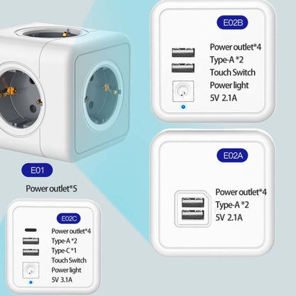 Creative Power Cube Socket Conversion Socket, EU Plug In-line Gray+U - Consumer Electronics by buy2fix | Online Shopping UK | buy2fix