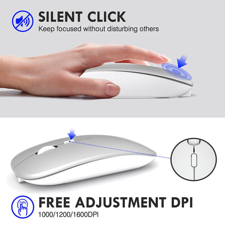 Inphic PM1 Office Mute Wireless Laptop Mouse, Style:Battery Display(Space Silver) - Computer & Networking by Inphic | Online Shopping UK | buy2fix