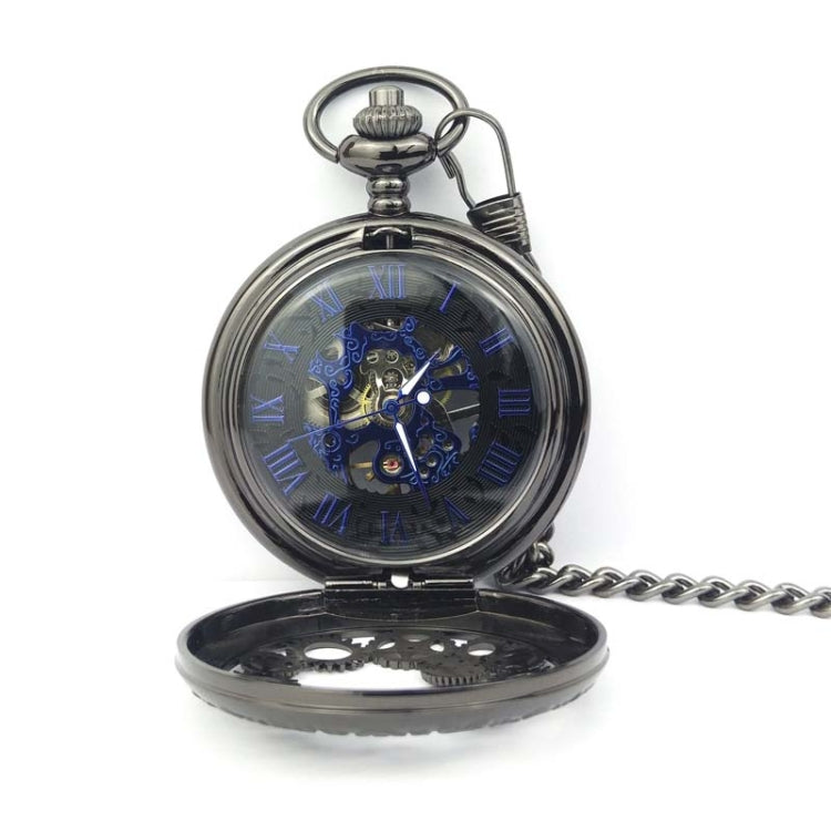 Classical Mechanical Pocket Watch Large Retro Gear Embossed Hollow Pocket Watch(Black) - Necklace Watch Watches by buy2fix | Online Shopping UK | buy2fix