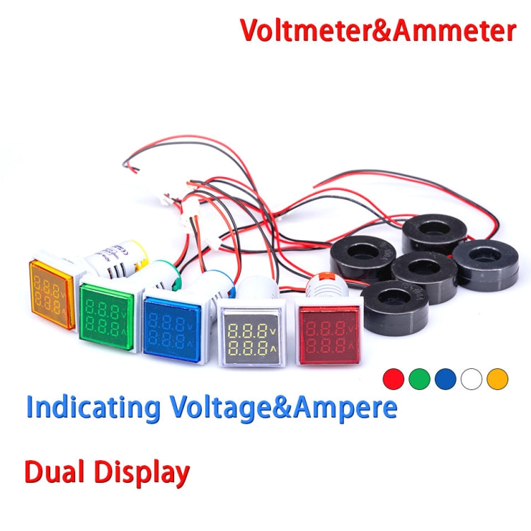 AD16-22FVA Square Signal Indicator Type Mini Digital Display AC Voltage And Current Meter(Yellow) - Consumer Electronics by buy2fix | Online Shopping UK | buy2fix