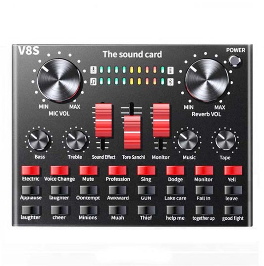 V8S Sound Card Mobile Phone Computer Anchor Live K Song Recording Microphone, Specification: English Version by buy2fix