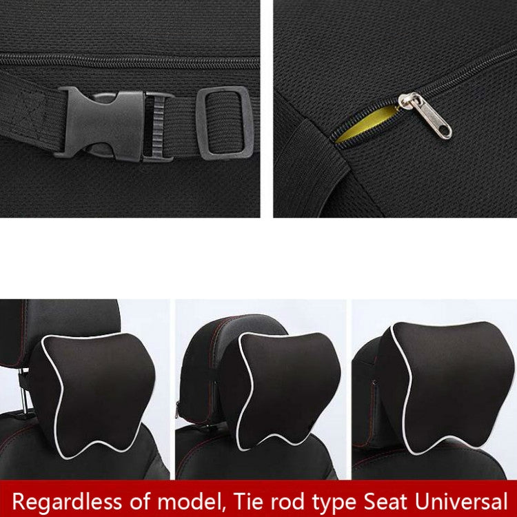 Car Headrest Pillow Neck Pillow Car Memory Foam Cervical Pillow Interior Supplies(Black and Black Edge) by buy2fix
