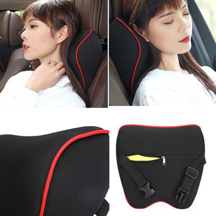 Car Headrest Pillow Neck Pillow Car Memory Foam Cervical Pillow Interior Supplies(Black and Black Edge) by buy2fix