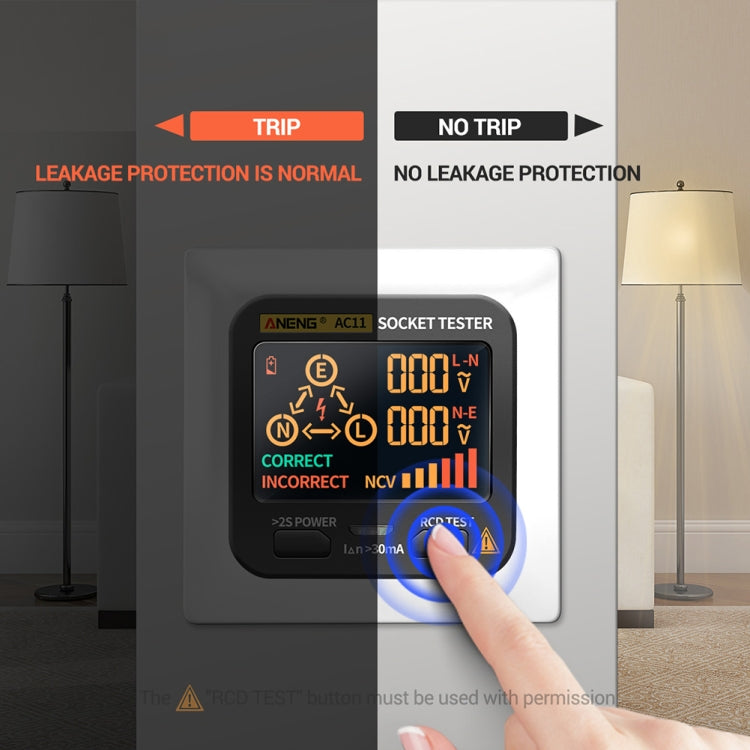 ANENG AC11 Multifunctional Digital Display Socket Tester Electrical Ground Wire Tester(UK Plug) - Consumer Electronics by ANENG | Online Shopping UK | buy2fix
