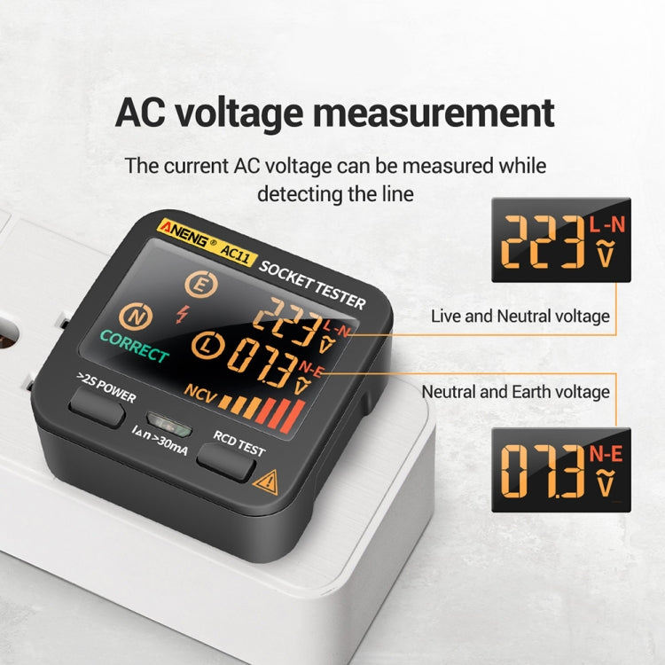 ANENG AC11 Multifunctional Digital Display Socket Tester Electrical Ground Wire Tester(UK Plug) - Consumer Electronics by ANENG | Online Shopping UK | buy2fix