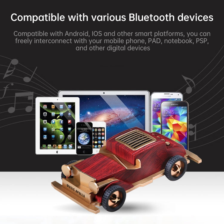 AS60 Retro Car Shape Wooden Subwoofer Mini Wireless Bluetooth Speaker(Dark Wood) - Mini Speaker by buy2fix | Online Shopping UK | buy2fix