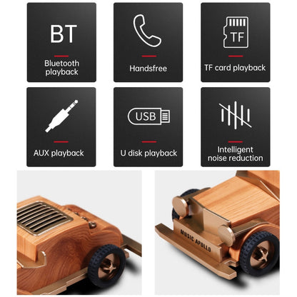 AS60 Retro Car Shape Wooden Subwoofer Mini Wireless Bluetooth Speaker(Light Wood) - Mini Speaker by buy2fix | Online Shopping UK | buy2fix