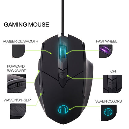 Inphic PW1 Game Mute Macro Definition Illuminated Wired Mouse, Cable Length: 1.5m(Titanium Gray Game Version) - Computer & Networking by Inphic | Online Shopping UK | buy2fix