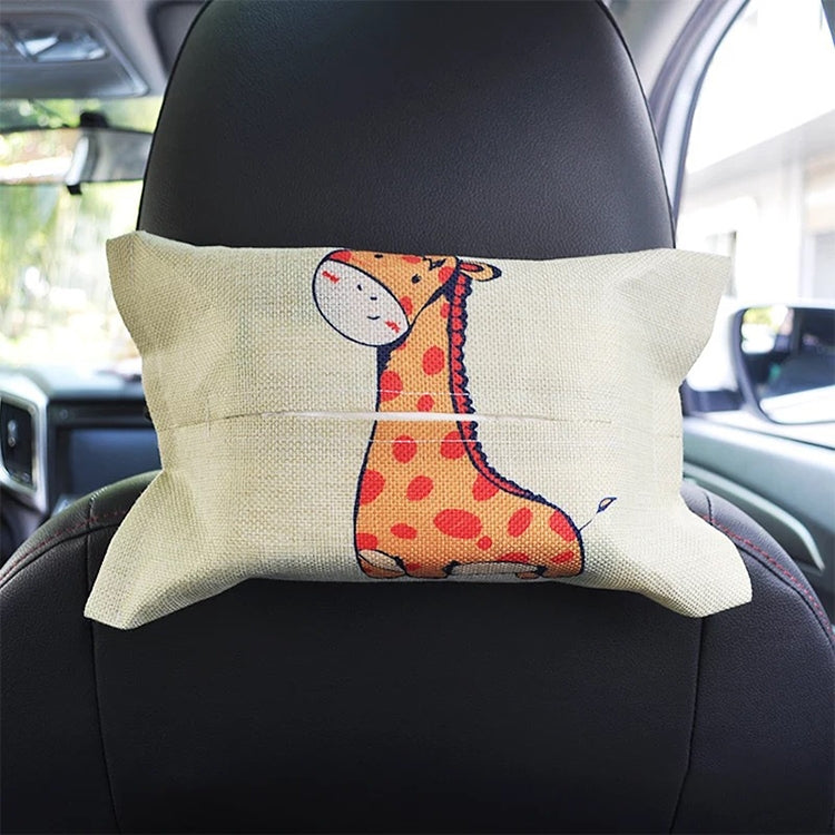 2 PCS Cartoon Cloth Car Seat Back Hanging Storage Tissue Case Box Container Towel Napkin Papers Bag Holder Box Case(Giraffe) - Tissue Boxes by buy2fix | Online Shopping UK | buy2fix