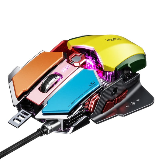 Inphic PG6 9 Keys Macro Definition Gaming USB Luminous Wired Mouse, Cable Length: 1.8 M(Colorful) - Wired Mice by Inphic | Online Shopping UK | buy2fix