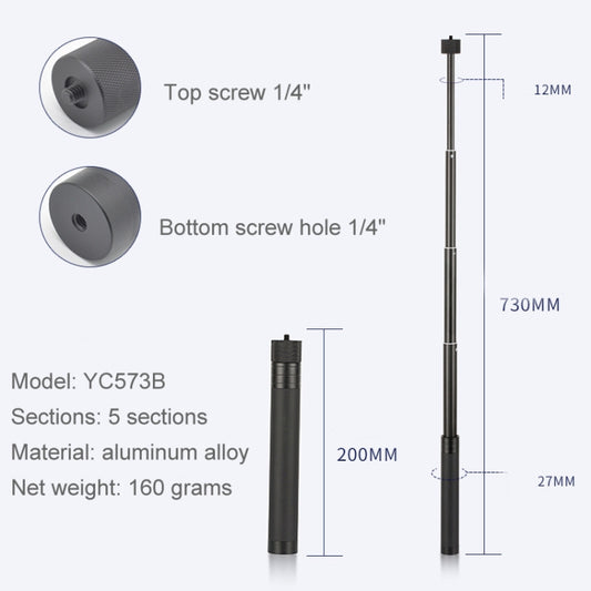 YC573B Extension Rod Stabilizer Dedicated Selfie Extension Rod for Feiyu G5 / SPG / WG2 Gimbal, DJI Osmo Pocket / Pocket 2 by buy2fix