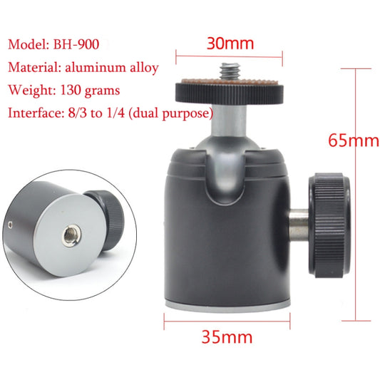 BH-900 Mini Desktop Aluminum Alloy Tripod Mini Ball Head 360 Degree Pan 90 Degree Tilt Tripod by buy2fix