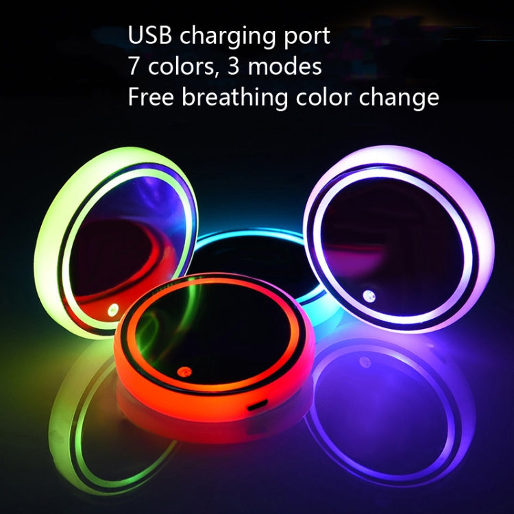 2 PCS Car LED Luminous Water Coaster Car Atmosphere Light USB Charging Non-Slip Coaster by buy2fix