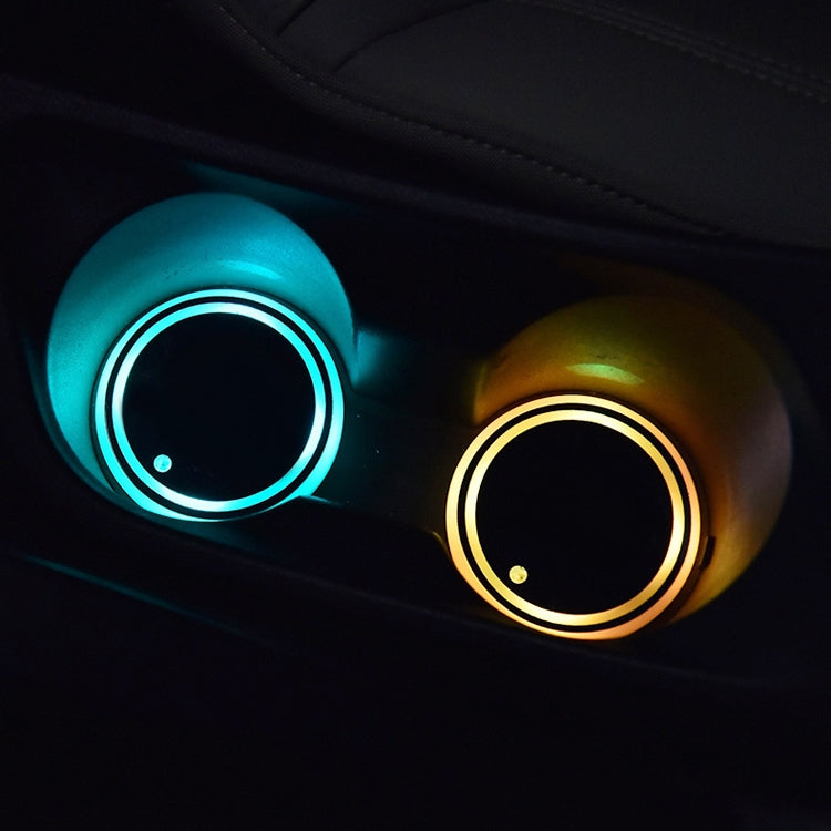 2 PCS Car LED Luminous Water Coaster Car Atmosphere Light USB Charging Non-Slip Coaster by buy2fix