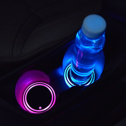 2 PCS Car LED Luminous Water Coaster Car Atmosphere Light USB Charging Non-Slip Coaster by buy2fix