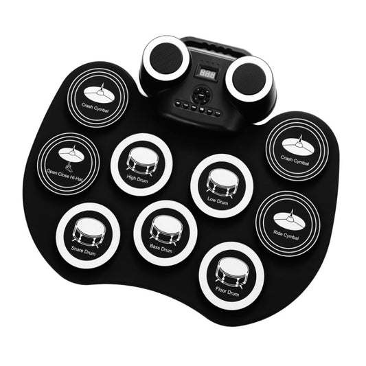 Portable Hand Roll Electronic Drum Flashing Light Bluetooth Drum(Icon Version + Black White) by buy2fix