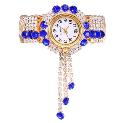 Ladies Bracelet Watch Quartz Watch Personality Wild Watch with Diamonds Pendant(Blue) - Bracelet Watches by buy2fix | Online Shopping UK | buy2fix