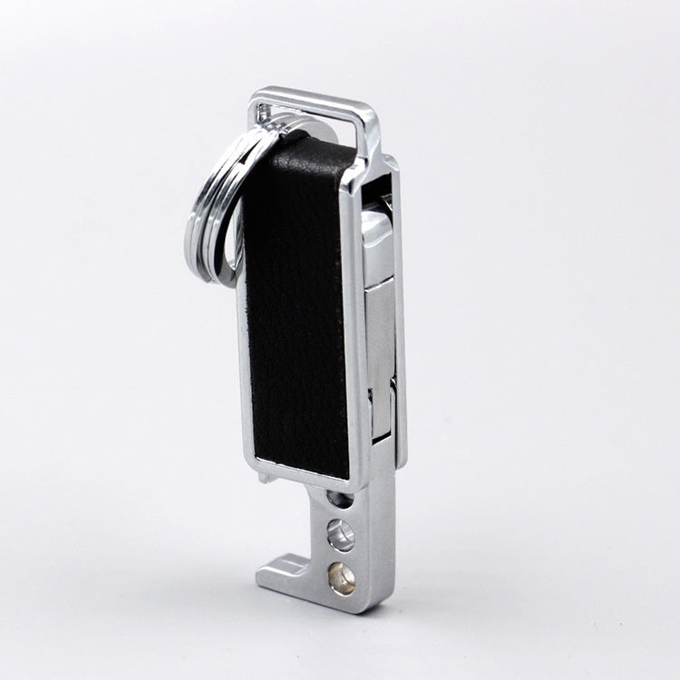 CS-012 3 PCS Lychee Pattern Leather Double Ring Corkscrew Keychain by buy2fix