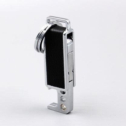 CS-012 3 PCS Lychee Pattern Leather Double Ring Corkscrew Keychain by buy2fix