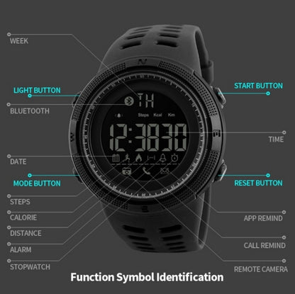 SKMEI 1250 Men Outdoor Waterproof Sports Digital Watch Multi-Function Watch(Coffee/Gold) - Leather Strap Watches by SKMEI | Online Shopping UK | buy2fix