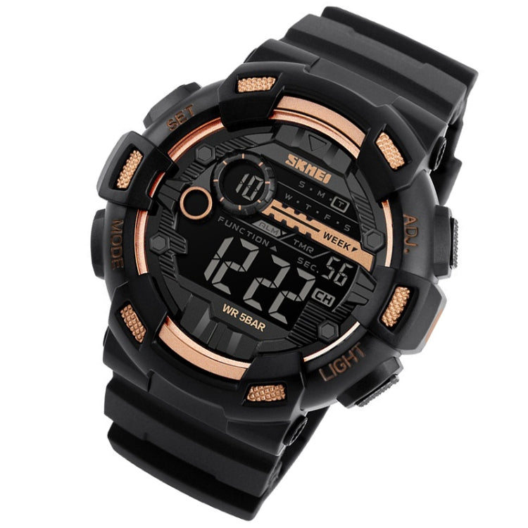 SKMEI 1243 Men Sports Watch Outdoor Waterproof Digital Watch(Golden) - Leather Strap Watches by SKMEI | Online Shopping UK | buy2fix