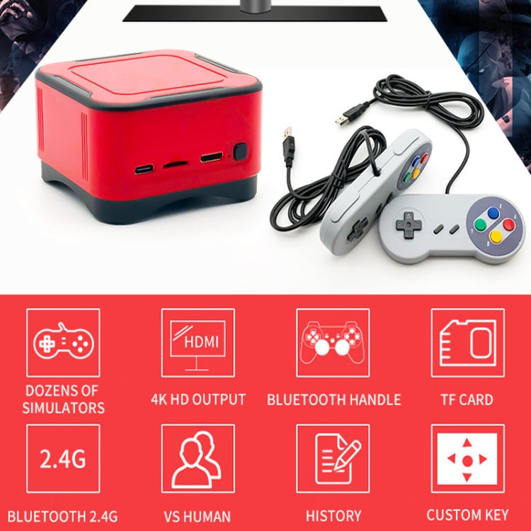 M12 Mini Cube Arcade Game Console HD TV Game Player Support TF Card with Black+Red Controllers 128G - Pocket Console by buy2fix | Online Shopping UK | buy2fix