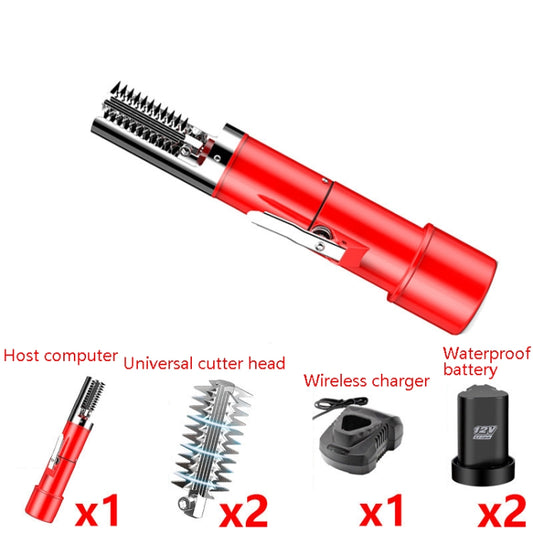 Electric Fish Scale Scraper Household Automatic Wireless Scraping Tool CN Plug Red Double Battery+Cutter Head by buy2fix