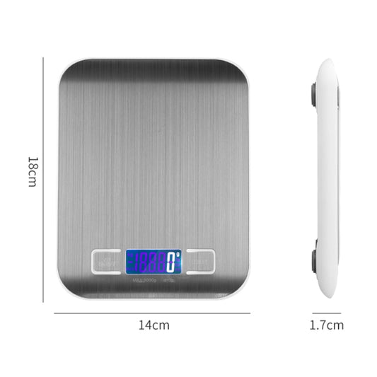 Stainless Steel Small Food Electronic Scale Kitchen Portable Baking Electronic Scale, Colour: 5kg/1g (Battery Model White) by buy2fix
