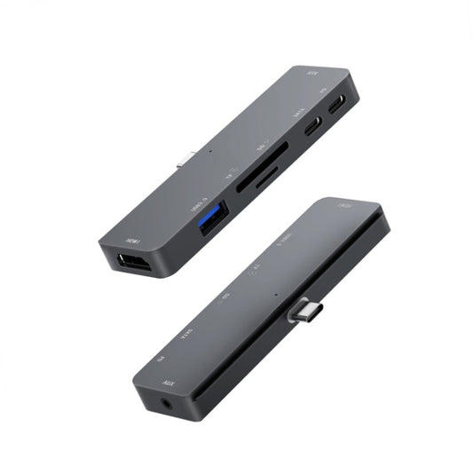 300A 7 in 1 USB3.0x1 + HDMIx1 + PD Portx1 + Type-Cx1 + SD/TF + 3.5mm Portx1 Multifunctional Extension HUB Adapter for iPad Pro(Gray) by buy2fix