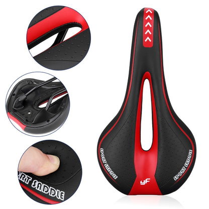 YAFEE YF-1018 Mountain Bike Saddle Bicycle Riding Saddle Bicycle Saddle(Black Red) - Outdoor & Sports by YAFEE | Online Shopping UK | buy2fix