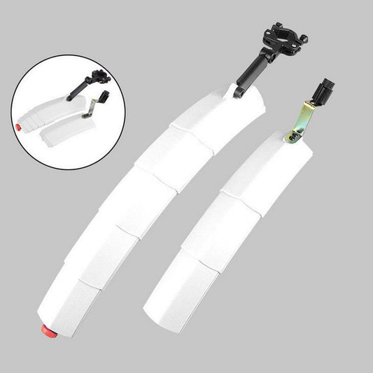 Bicycle Telescopic Folding Mudguard 27.5 Inch Extended Water Retaining LED Taillight(White) by buy2fix