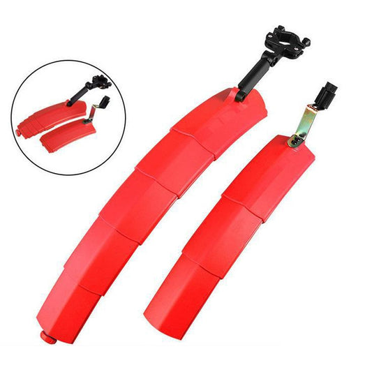 Bicycle Telescopic Folding Mudguard 27.5 Inch Extended Water Retaining LED Taillight(Red) by buy2fix