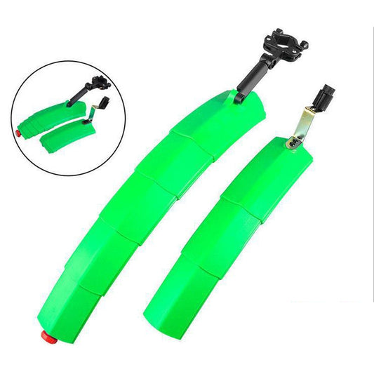 Bicycle Telescopic Folding Mudguard 27.5 Inch Extended Water Retaining LED Taillight(Green) by buy2fix